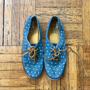 EUC Keds Blue and White Hearts Sneakers Size 7.5